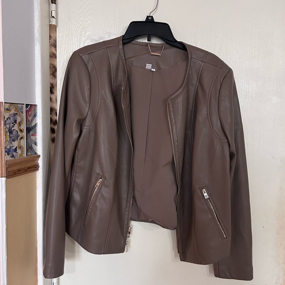 Chicos  Taupe Faux  Leather Jacket - Picture 6 of 6